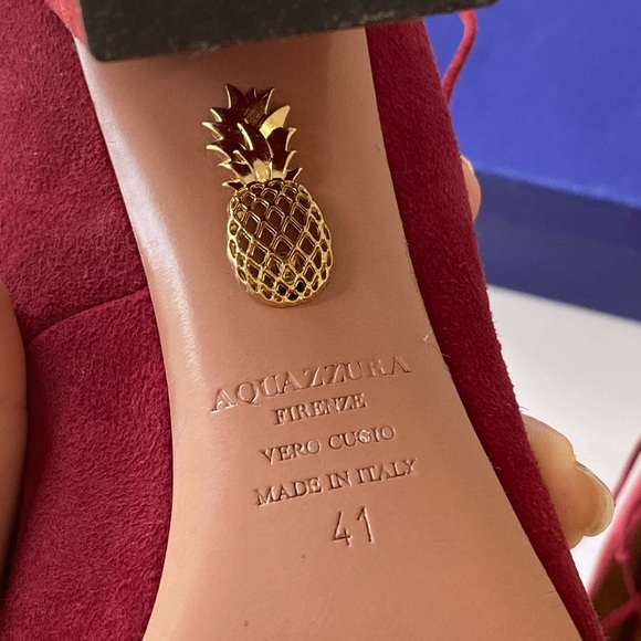 Aquazzura Burgundy Suede Fringe Wild Thing Pumps Lace Up Heels Size 41 US 10 - Picture 6 of 11